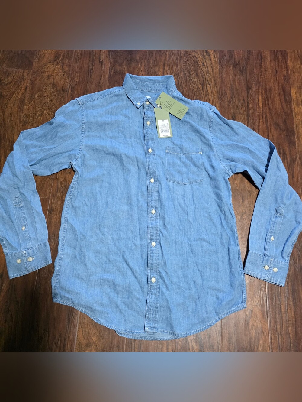 Goodfellow & Co Light Blue Denim Button-Down Shirt, Size M.